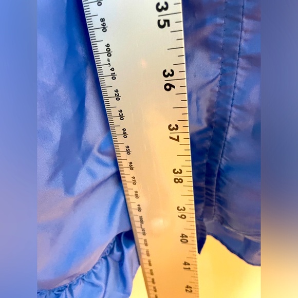 ASOS NWT Blue Parachute Parka Y2K/90s Jacket Ruffle Sleeves Long Shiny sz 8 - Picture 14 of 14